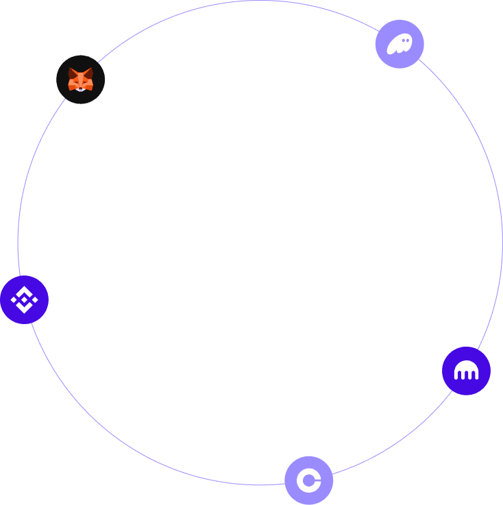 ウォレットと取引所のロゴを示す参考図